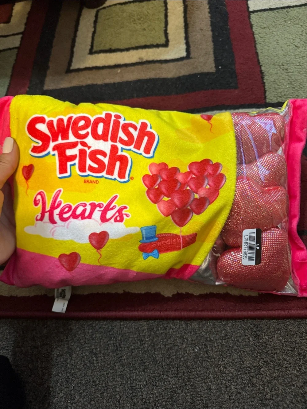 Hearts Plush Pet Pillow - Pink & Yellow
